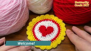 Left Handed Crochet How to do a doily with heart in middle [upl. by Assirram]