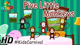 Five little monkeys  Children English Nursery Rhyme with Lyrics Subtitles and Action [upl. by Atiuqa4]