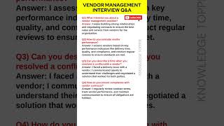 Vendor Management Interview Questions and Answers [upl. by Enawd]