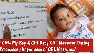 100 My Boy amp Girl Baby CRL Measures During Pregnancy Importance of CRL Measures Telugu [upl. by Hnib974]