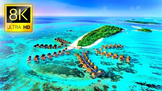 Fly Away to MALDIVES in 8K ULTRA HD  Best Tropical Island Tour with Relaxing Music and Ocean Sounds [upl. by Malorie]