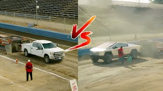 Tesla Cybertruck vs Ford F350 Rivian R1T F150 Lightning at Cybertruck Delivery Event [upl. by Newg331]