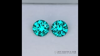 55ct LAB bluegreen Paraiba Garnet pair  8mm  Yttrium Aluminum Garnet [upl. by Costa]