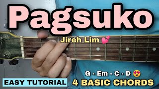 Pagsuko Guitar Tutorial  Jireh Lim 4 EASY CHORDS [upl. by Adihsar910]