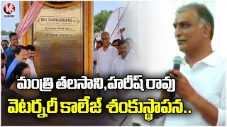 Minister Talasani And Harish Rao Laying Foundation Stone At Siddipet Veterinary College  V6 News [upl. by Asilad922]