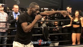 TERENCE CRAWFORD SHADOW BOXING IN WORKOUT FOUR DAYS OUT FROM AMIR KHAN PPV FIGHT [upl. by Adnahsam]