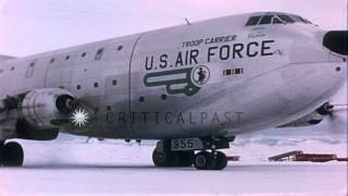 Aircraft C124 taxis prior to take off and dropping of cargo at Beardmore StationHD Stock Footage [upl. by Okiron]