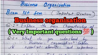 Business organisation BCom 1st semester important questions [upl. by Yriek]