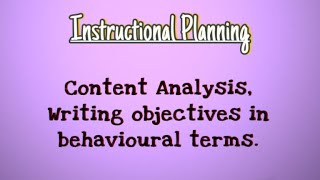 01  Content Analysis Writing objectives in Behavioural terms  Teaching of Geography BEd Hindi [upl. by Chang419]