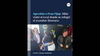 El presidente Milei visitó el local donde se refugió Fran Fijap tras las agresiones en el Congreso [upl. by Boggers]