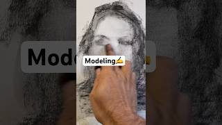 How I modell my charcoal drawing ✍️ portrait drawing shorts [upl. by Irallih]