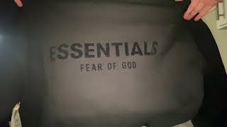 Black Essentials Fear of God Hoodie UnboxingReview [upl. by Essy]