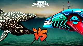 BATTLE BIG BASKING SHARK VS WHALE SHARK HUNGRY SHARK WORLD  BIG SHARK  HUNGRY SHARK WORLD GAMEPLAY [upl. by Eelarual]