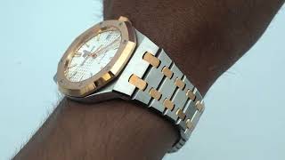 Audemars Piguet Royal Oak Selfwinding 37MM 18K Two Tone Rose Gold Silver Dial Stainless Steel 2020 [upl. by Mady]