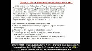 GED RLA TEST 2023  How to Identify the Main Idea in a Passage [upl. by Yraek373]