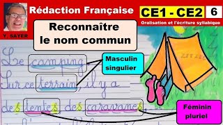 Reconnaître le nom commun  Rédaction en français pour ce1 ce2  6 [upl. by Onilatac332]