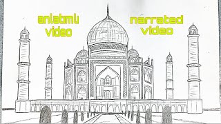 tac mahalin kolay çiziminin öğretici videosu tutorial video of easy drawing of taj mahal [upl. by Otrebogad]