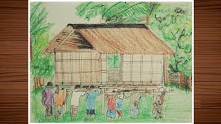 DRAWING BAYANIHAN SCENERY USING CRAYOLA  FILIPINO TRADITION [upl. by Alurta]