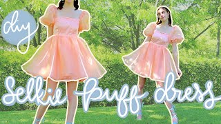 DIY Selkie Puff Sleeve Dress  Step By Step Tutorial  🧚Fairycore Vibes🧚 short skirt version [upl. by Andres125]