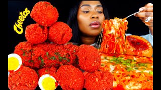 ASMR MUKBANG HOT CHEETOS CHEESY BULDAK RAMEN NOODLES EGG BOIL SEAFOOD SAUCE  MUKBANG  ASMR EATING [upl. by Mulford]