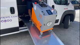 Loading steam cleaner with winch  Fortador Steam Cleaners USA [upl. by Yznyl415]