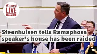 Steenhuisen points out raid on speakers house to president on parliament [upl. by Harifaz]