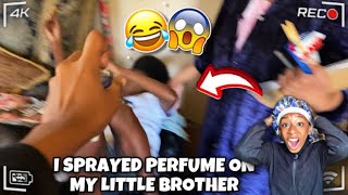 I SPRAYED MY BROTHER WITH “PERFUME “ TO SEE HIS REACTION [upl. by Yemarej645]