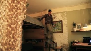 Product designer turns 271sq ft into a quottree housequot apt  Tiny Eclectic Amazing Spaces video [upl. by Atinot383]