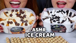 ASMR GELATO ICE CREAM TUBS BROWNIE BATTER amp CARAMEL TRUFFLE  KimampLiz ASMR [upl. by Berton]