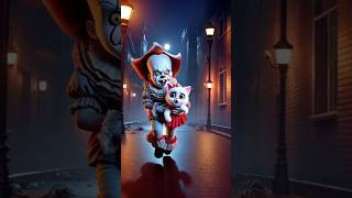 Pennywise is after cute Cat and Kitten in a Spooky Town cat cutecat catlover [upl. by Ravaj]