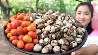 Yummy Blood Cockles Recipe  Blood Cockles With Cherry Tomato Recipe  Cooking With Sreypov [upl. by Inot241]