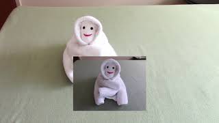 How to Make a Towel Snowman towel folding snowman ASMR towel folding animal [upl. by Ennaimaj]