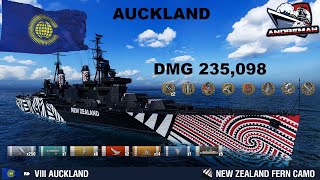 AUCKLAND ciężki krążownik Wspólnoty Narodów 235 098 DMC World of warships wows [upl. by Nnylyrehc423]