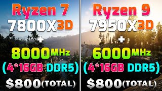 Ryzen 7 7800X3D  8000MHz DDR5 vs Ryzen 9 7950X3D  6000MHz DDR5  PC Gameplay Tested [upl. by Mirabel904]