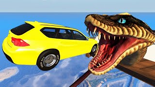 COCHES VS SERPIENTE GIGANTE BEAMNG DRIVE [upl. by Iliram]