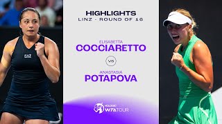 Anastasia Potapova vs Elisabetta Cocciaretto  2024 Linz Round of 16  WTA Match Highlights [upl. by Akeimat680]