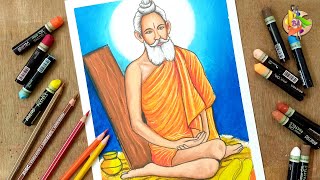 How to draw Lokenath Brahmachari  Oil pastels colour drawing [upl. by Meill]