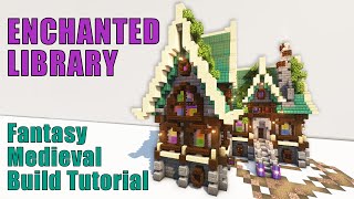 Minecraft Enchanted Library Mansion  Medieval Fantasy Build Tutorial [upl. by Oswell73]