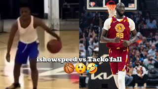 ishowspeed vs Tacko fall 1v1 basketball 🏀 😲🤣 [upl. by Wulfe682]