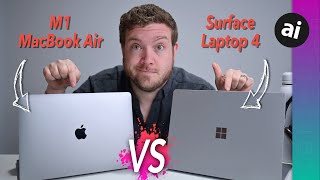 Apples M1 MacBook Air VS Surface Laptop 4 FULL COMPARE amp BENCHMARKS [upl. by Eilraep]