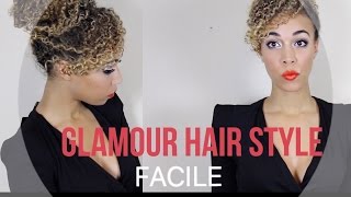 CURLY HAIR GLAMOUR Hairstyle  Tutorial coiffure pour les fêtes Noël et jour de lan [upl. by Ziagos]