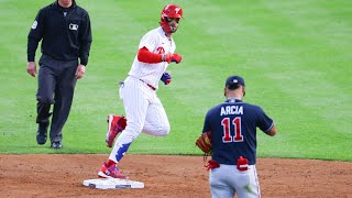 Bryce Harper Stares Down Orlando Arcia on Both of His Home Runs  2023 MLB Postseason [upl. by Dray]