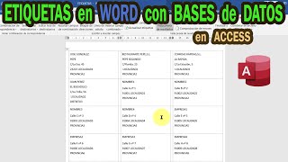 HACER ETIQUETAS en WORD con BASES de DATOS de ACCESS [upl. by Apul620]