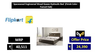 Spacewood Engineered Wood Queen Hydraulic Bed Finish Color Fumed Oak [upl. by Odranar]