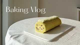 baking vlog  pandan roll cake recipe [upl. by Linad]