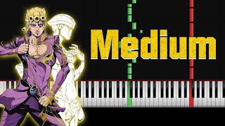 Giornos Theme Golden Wind  MEDIUM Piano Tutorial  Music Sheets [upl. by Yanat248]