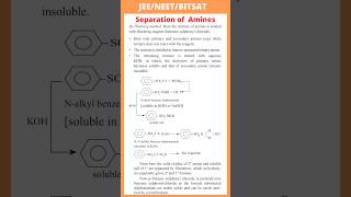 Separation of Amines  By Hinsberg method  JEE  NEET  BITSAT [upl. by Nobie]