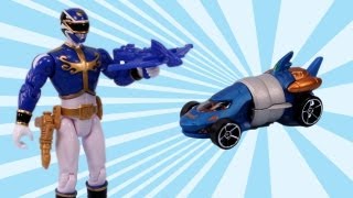 Power Rangers Megaforce Blue Ranger Action Figure and Hot Wheels Zord [upl. by Aliel799]