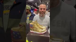 Donald Trump launches 400 gold sneakers at Sneaker Con in Philadelphia [upl. by Anbul]