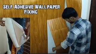 Self Adhesive Wallpaper for Wall  Wooden wallpaper installation  How To Stick Wallpaper On Wall [upl. by Rednasxela]